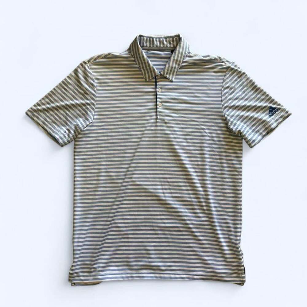 Adidas striped polo shirt preppy golf athleisure normcore men’s medium